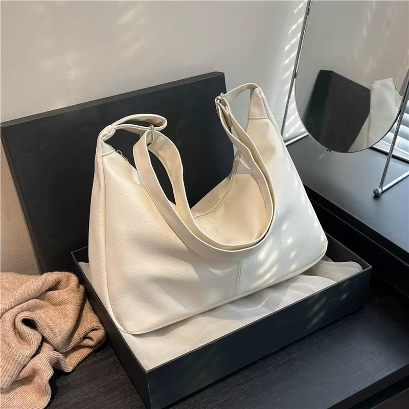 Sac à bandoulière rétro en cuir PU grande capacité pour femme, sac fourre-tout polyvalent et tendanc