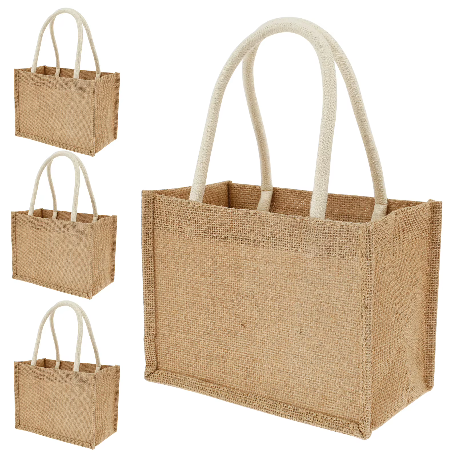 4-12 pièces toile de Jute fourre-tout sac à provisions Portable femmes fourre-tout sacs réutilisable