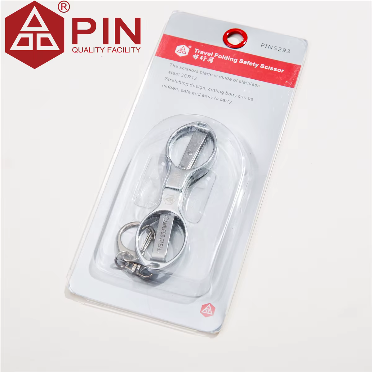 PIN Mini ciseaux pliants en acier inoxydable avec porte-clés-ciseaux portables durables pour l'extér