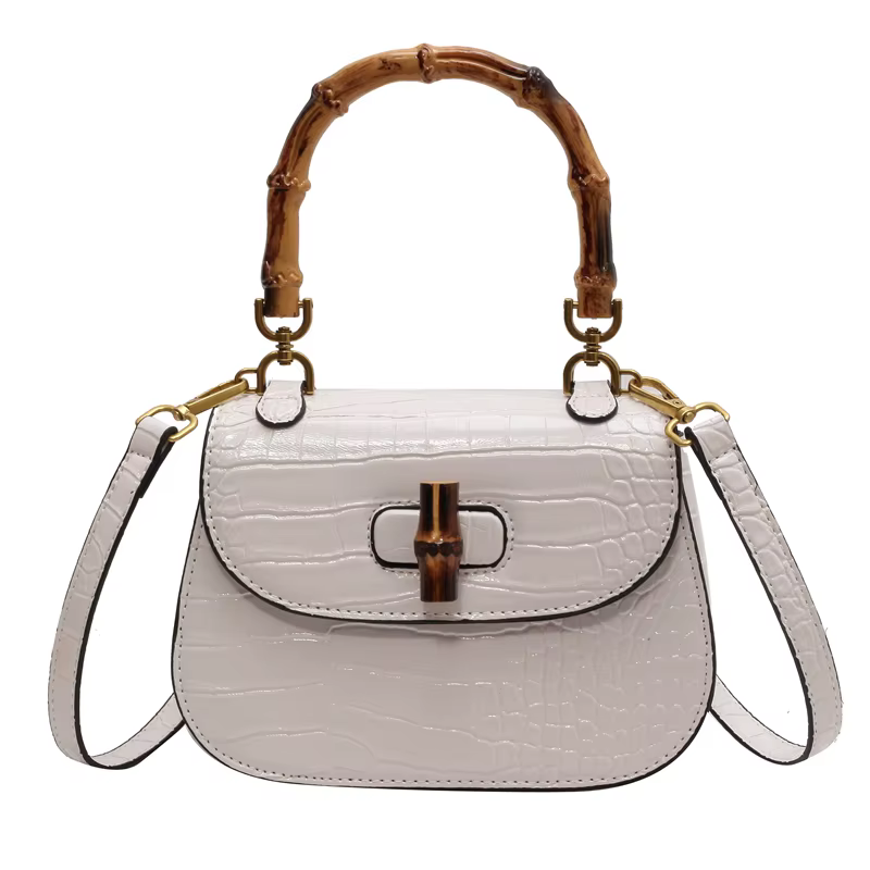 Sacs à main en bambou pour femmes, sac à bandoulière en PU de haute qualité, sac à bandoulière desig
