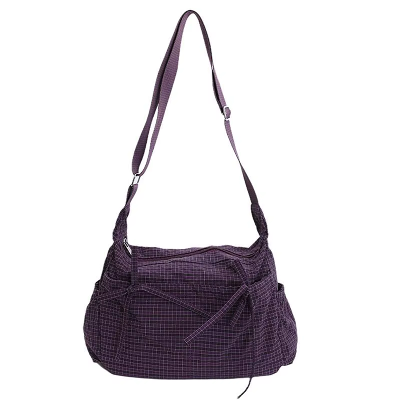 Sac à bandoulière rétro à motif quadrillé, sac en nylon à nœud papillon, polyvalent, décontracté, gr