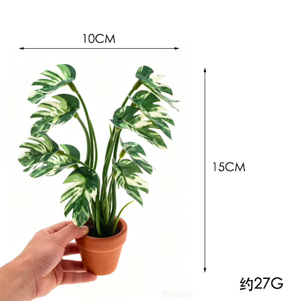 Mini plante artificielle Monstera 1:6 en pot, plante verte miniature de poche pour maison de poupée,