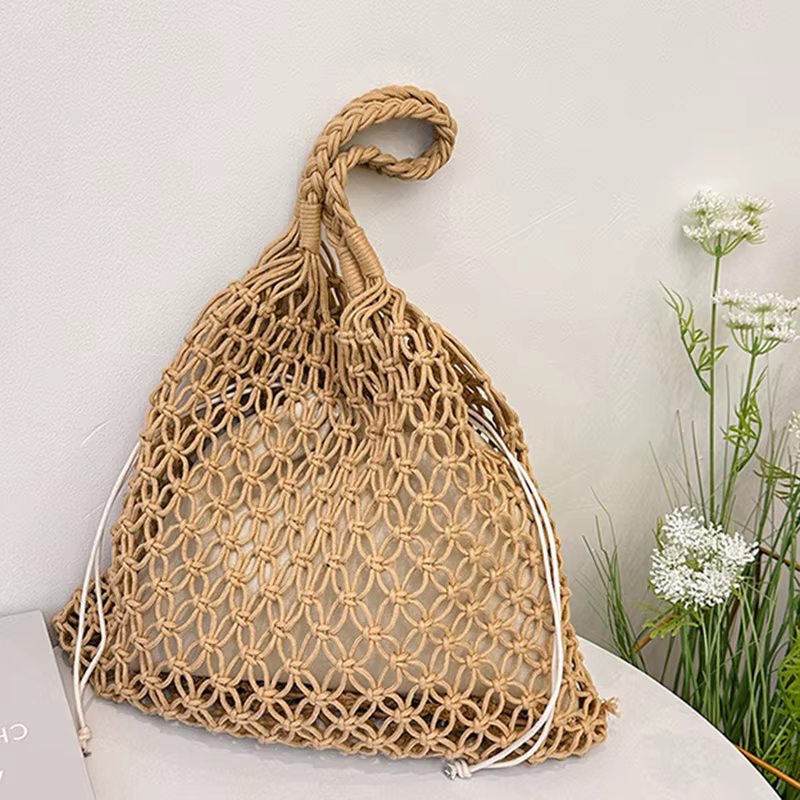 Sacs en Crochet pour femmes, fourre-tout de plage d'été, fourre-tout esthétique en raphia, sac à mai