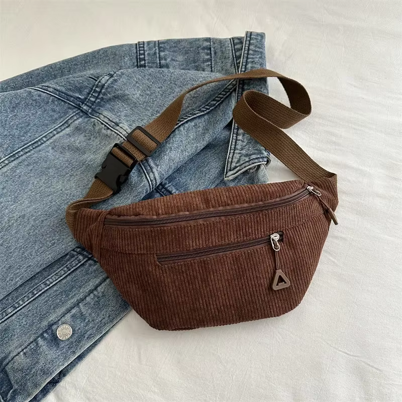 Sac de taille décontracté de grande capacité pour femmes, sac de poitrine à bandoulière en velours c