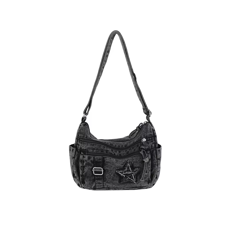 Sac en denim Durable pour femmes, sac fourre-tout étoile multi-poches de grande capacité, sac à band