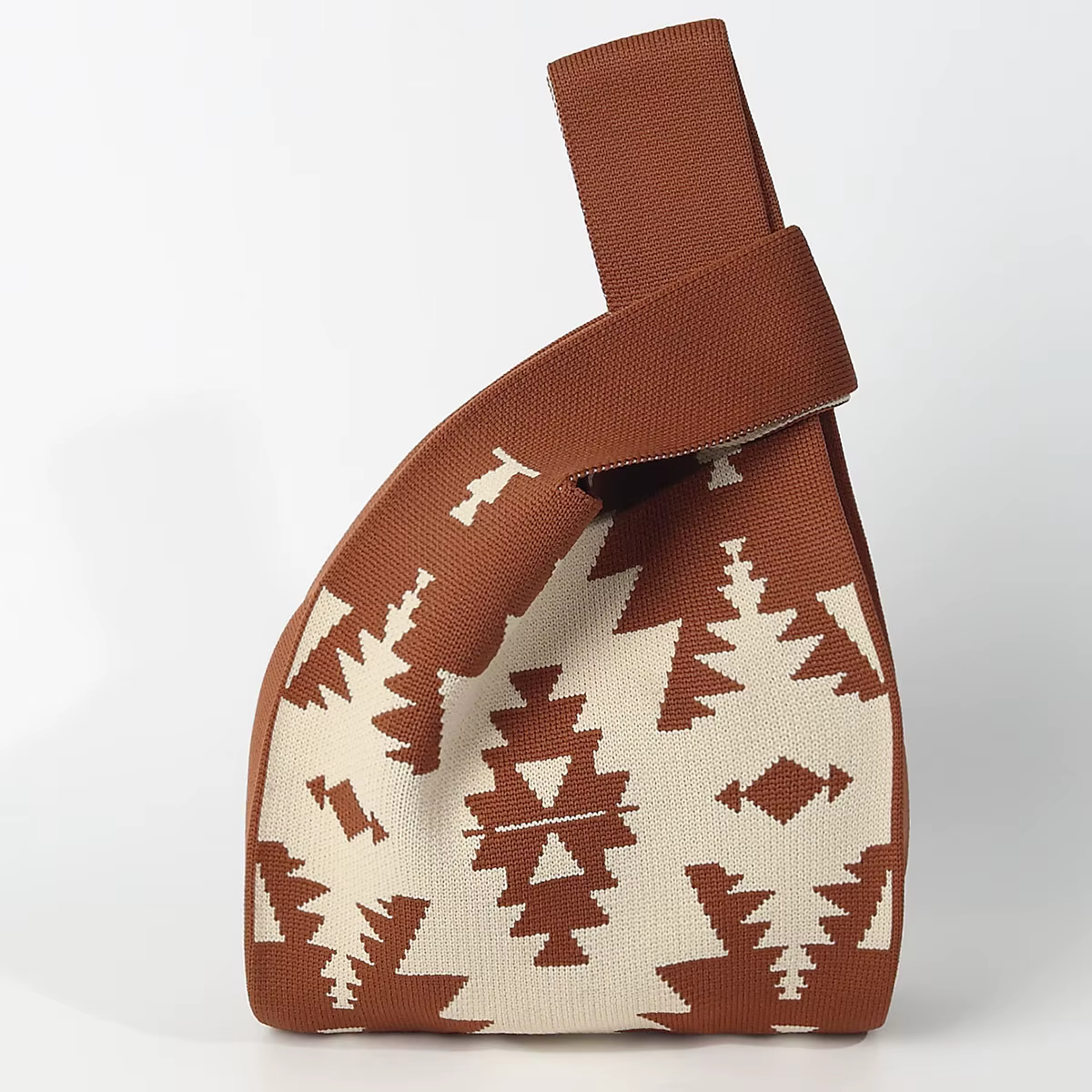 Sac à main de style ethnique bohème avec symétrie angulaire, durable, pliable, tricoté et respirant,