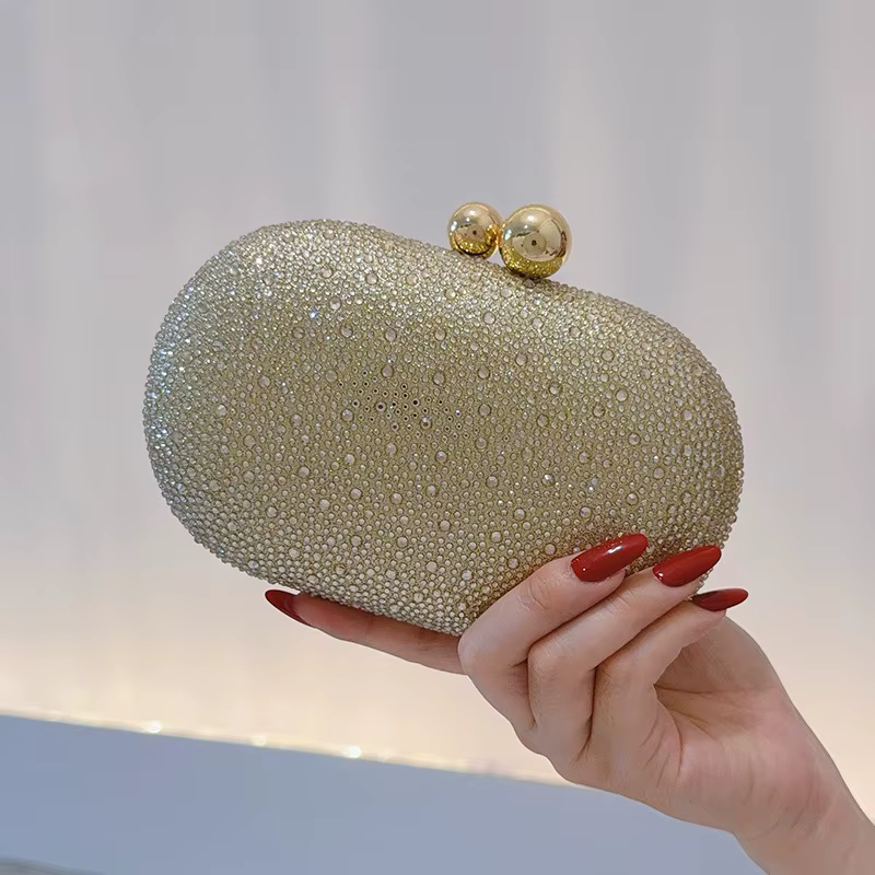 Nouveau Sac de Soirée 2026 en Forme d'Œuf d'Oie Doré Diamanté pour Femme