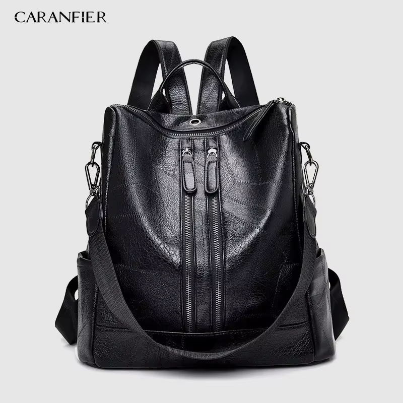 CARANFIER femmes sac à dos de haute qualité jeunes sacs à dos en cuir pour adolescentes femme école 