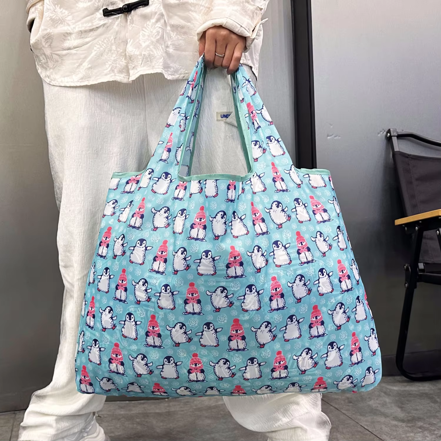 Sac fourre-tout grande capacité, fourre-tout léger, sac de courses à motif imprimé, cartable pliable