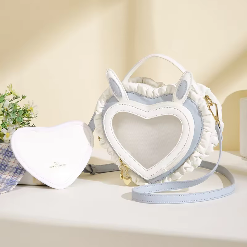 Lolita Ita Bolsos Mujer doux mignon dentelle Sac à main lapin oreille pêche coeur douleur sacs à ban