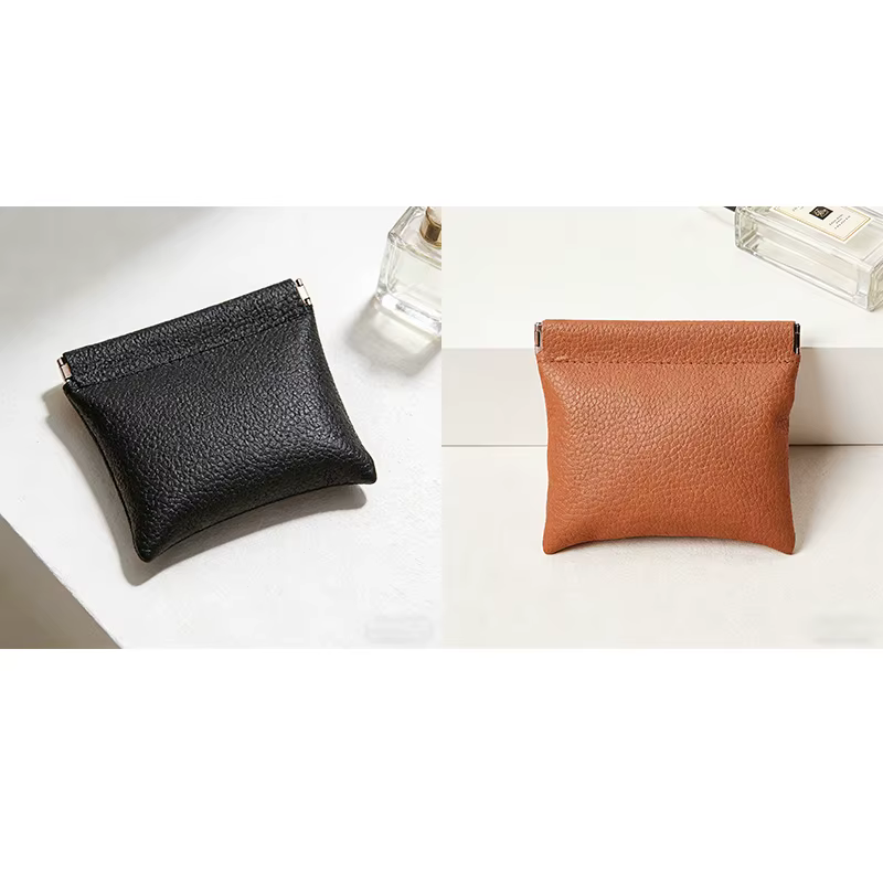 Pochette de rangement en cuir PU à fermeture à pression BUYLEMO Litchi Grain, sac à monnaie cosmétiq