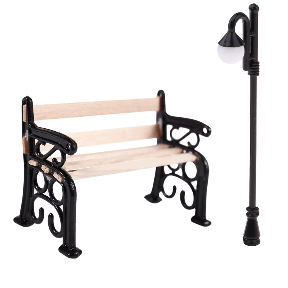 Mini banc de parc en bois, artisanat, décoration de maison, jardin féerique, Micro paysage, ornement