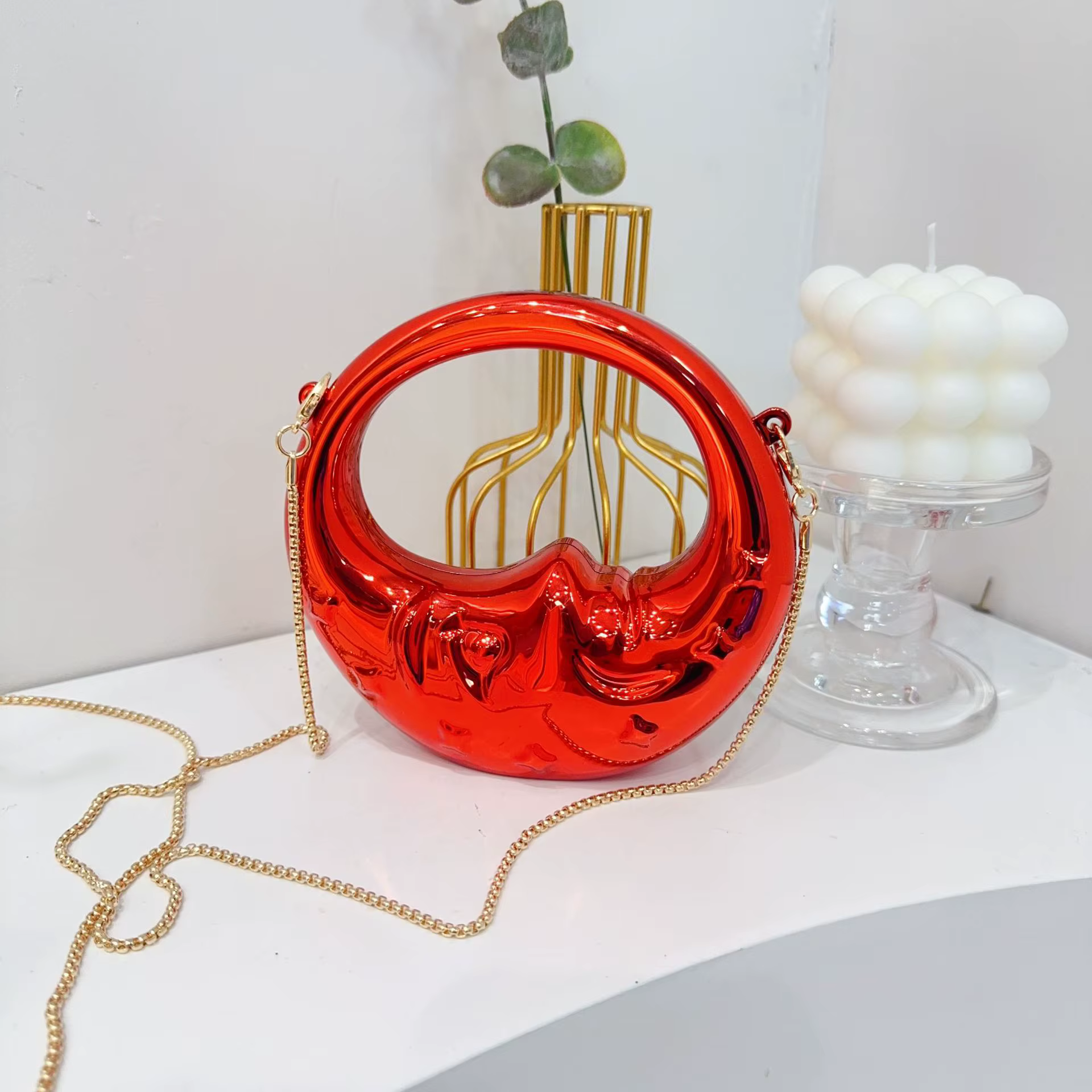 Mini sac de soirée doré, sacs à main et sacs à main de luxe de styliste, sacs à bandoulière de forme