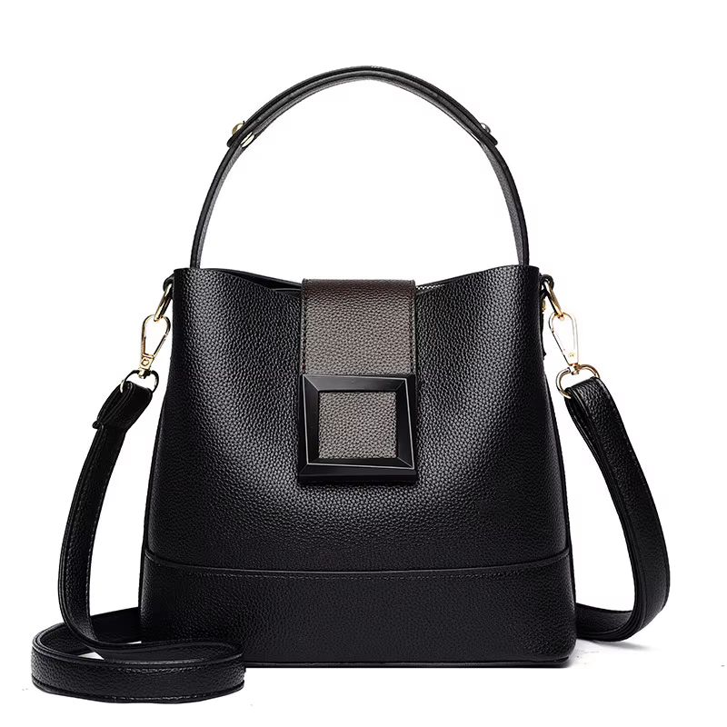 Elegant Solid Color Bucket Bag with Adjustable Shoulder Strap Versatile Crossbody Handbag for Women,