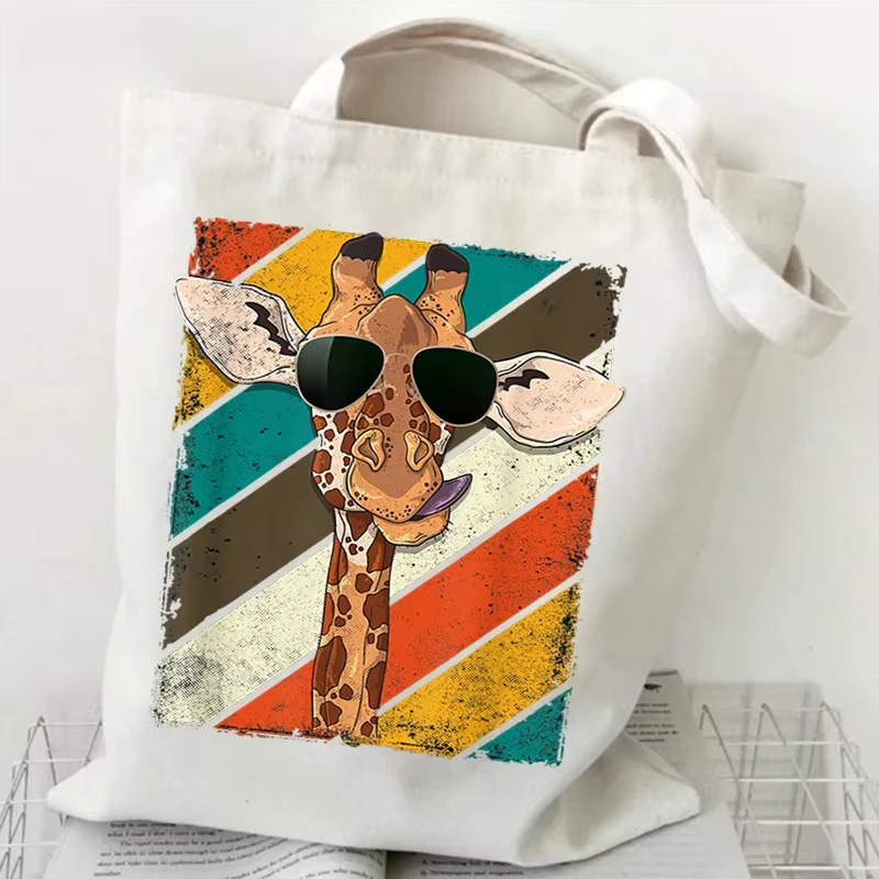 Vintage girafe imprimé léger modèle concepteur Shopper sac battement de coeur girafe réutilisable pl