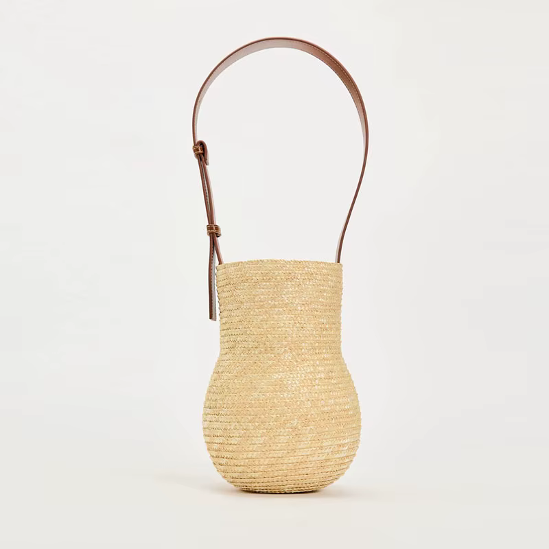 Sac à bandoulière tissé en forme de gourde pour femme, paille portable à la mode, sac de plage polyv