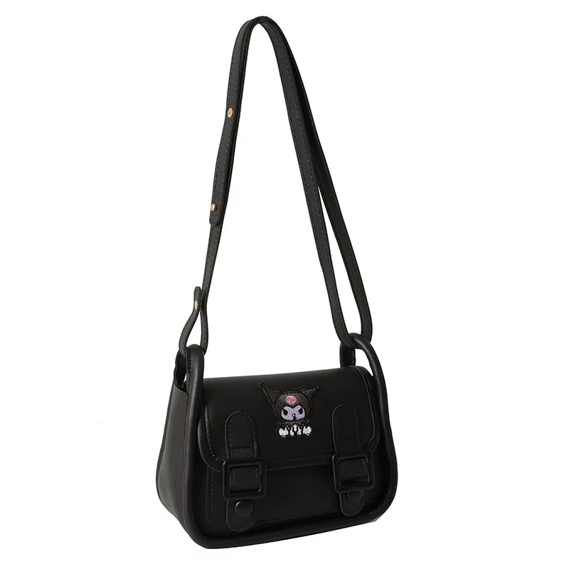 Sac à bandoulière mignon Kuromi, petit sac carré, sac à dos à une épaule de couleur unie, cadeau pou