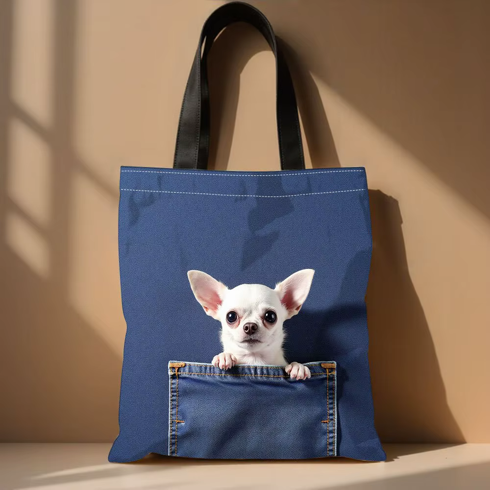 Chihuahua Peeking hors de poche motif sac à main mignon chat fourre-tout sacs pour le Shopping, trav