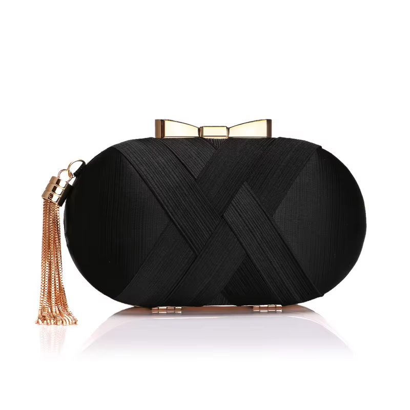 Pochette élégante pour femme avec pompon, légère et scintillante, compacte pour les soirées, les mar