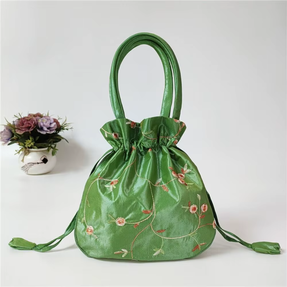 Sacs à main élégants brodés de fleurs pour femmes, poignée supérieure, petit sac seau de Style ethni