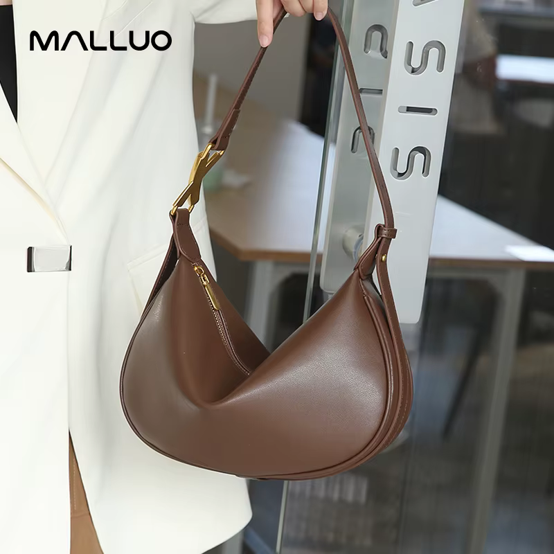 Sac à Main en Cuir de Vache group pour Femme, Sacoche Hobos Souple, Large, Demi-lune