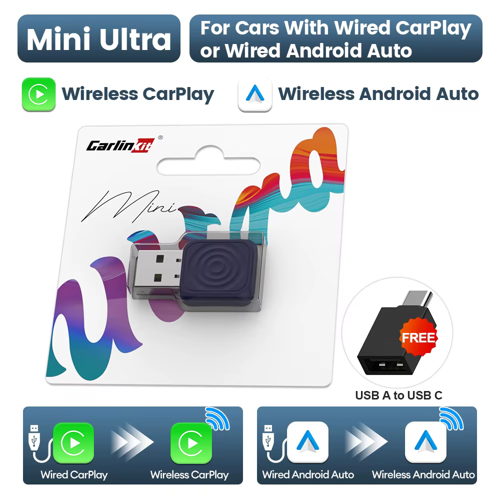 CarlinKit 5.0 Mini adaptateur Ultra sans fil CarPlay sans fil Android Auto pour voiture OEM Plug and