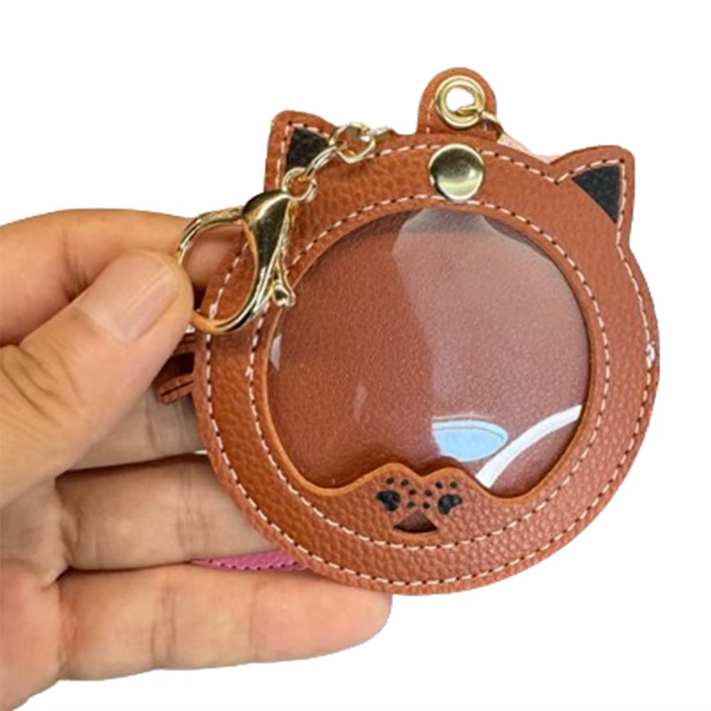 Mini pochette de présentation pour badges, en forme de chat, avec fenêtre transparente, protège-badg