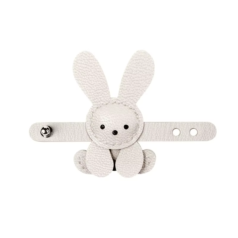 Breloque de sac en forme de lapin mignon, 1 pièce, simili cuir synthétique léger avec boucle en acie