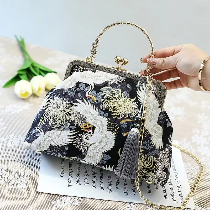 JOWomen-Sac à franges vintage pour femmes, petit sac à bandoulière, sacs à main à coque, grue volant