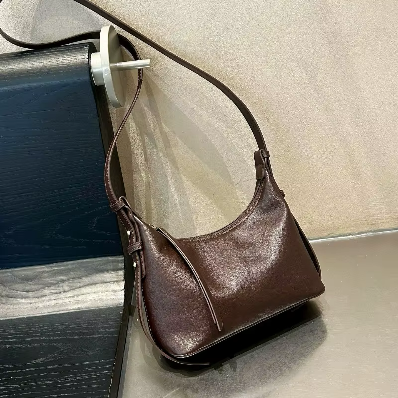 Sac à bandoulière pour femme, sac sous le bras en cuir pleine fleur tanné végétal, sac hobo vintage 
