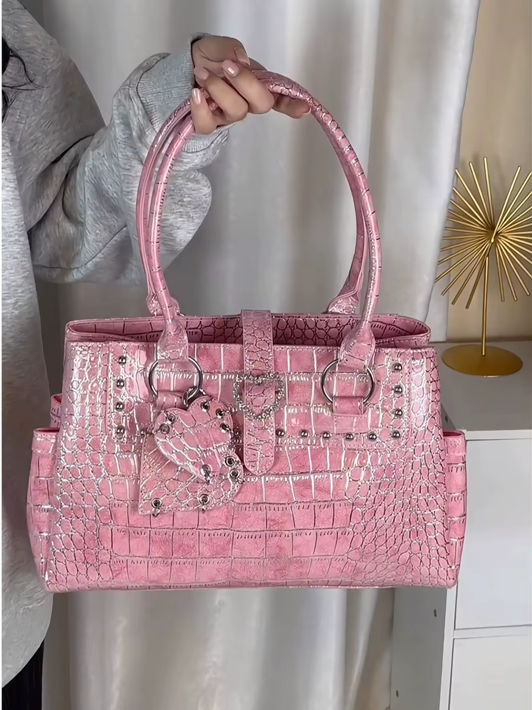 Sacs à bandoulière motif crocodile pour femmes, sac à main tendance en cuir PU, pochette quotidienne