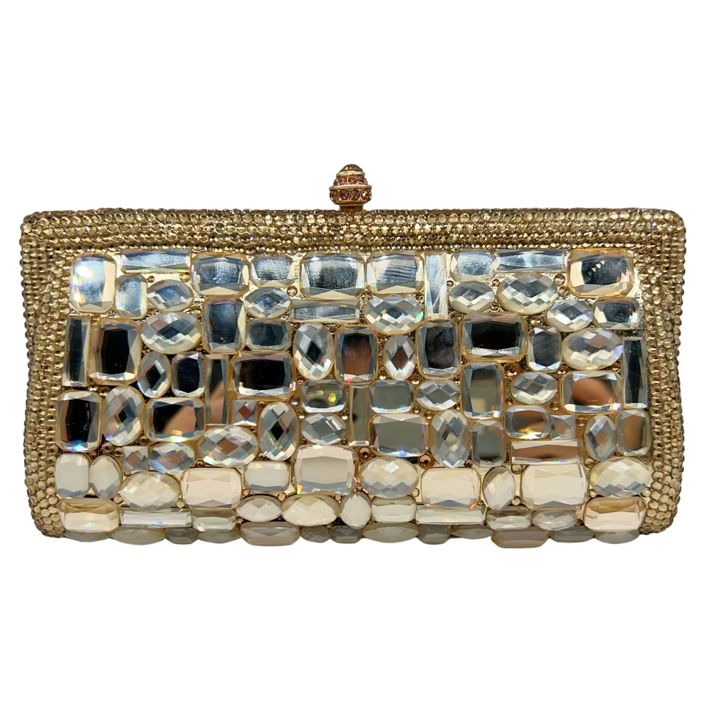 Pochette en pierre à fond plat pour femmes, nouvelle pochette en verre et diamant, sac de dîner en d