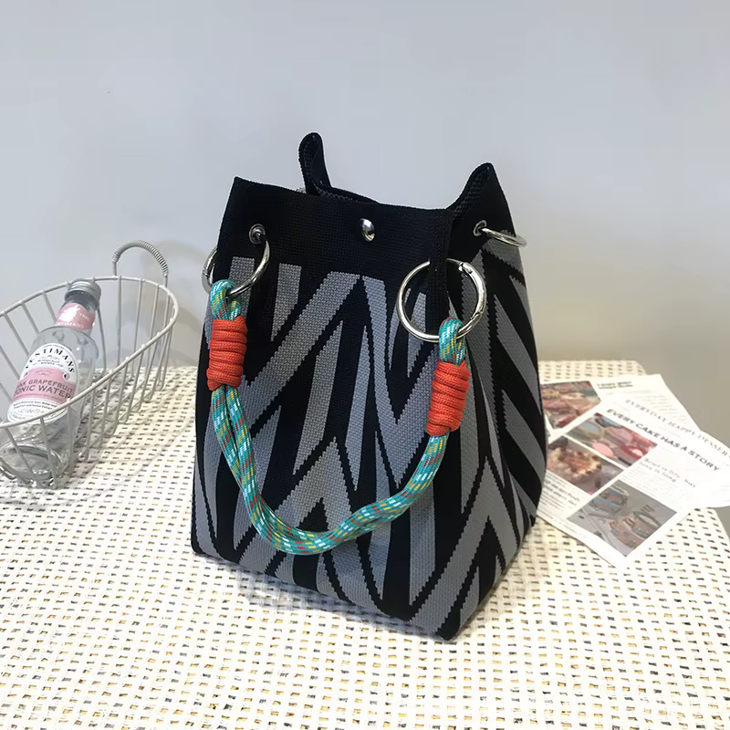 Sac à main tricoté pour femme - Sac à main seau d'eau tendance pour le travail, les voyages, le shop