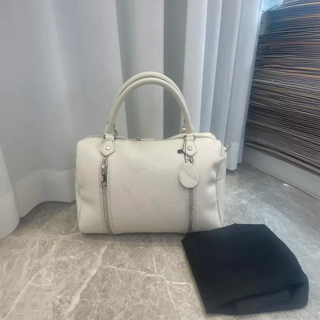 Sac à main seau en cuir noir à motif litchi, classique français, nouvelle collection 2026, pour femm