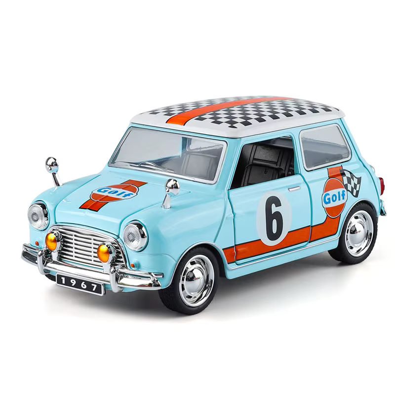 Modèle de voiture de sport classique Morris Mini Cooper S en alliage 1:32, voiture de course sur cir