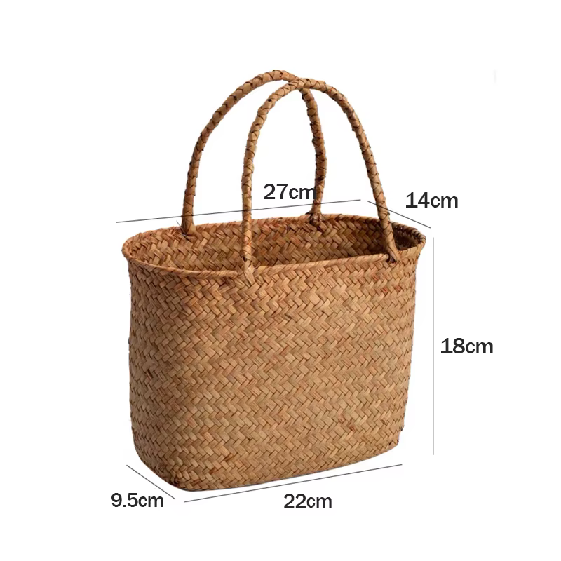 Sac à main en bambou tressé fait main de style rural, idéal pour les vacances à la plage, le camping