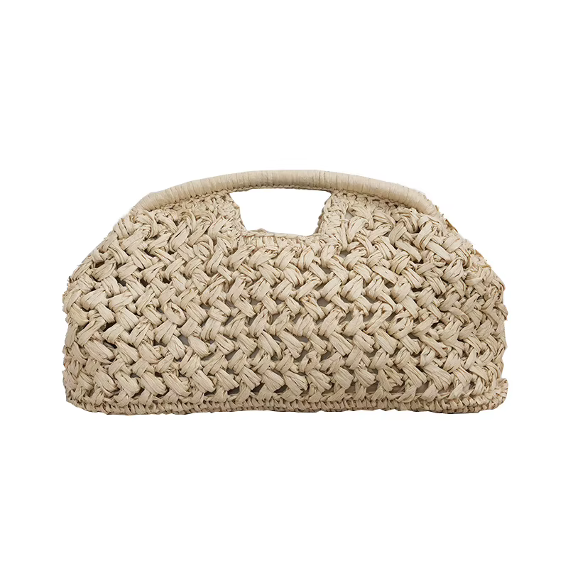 Sac de plage de luxe en paille et rotin pour l'été, sac fourre-tout tissé tendance, pochette pour fe