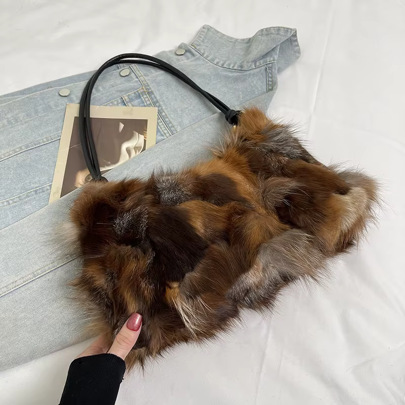 sac à main luxe sac bandoulière femme nouveautés sacs à main Sacs Hobo à bandoulière en fourrure de