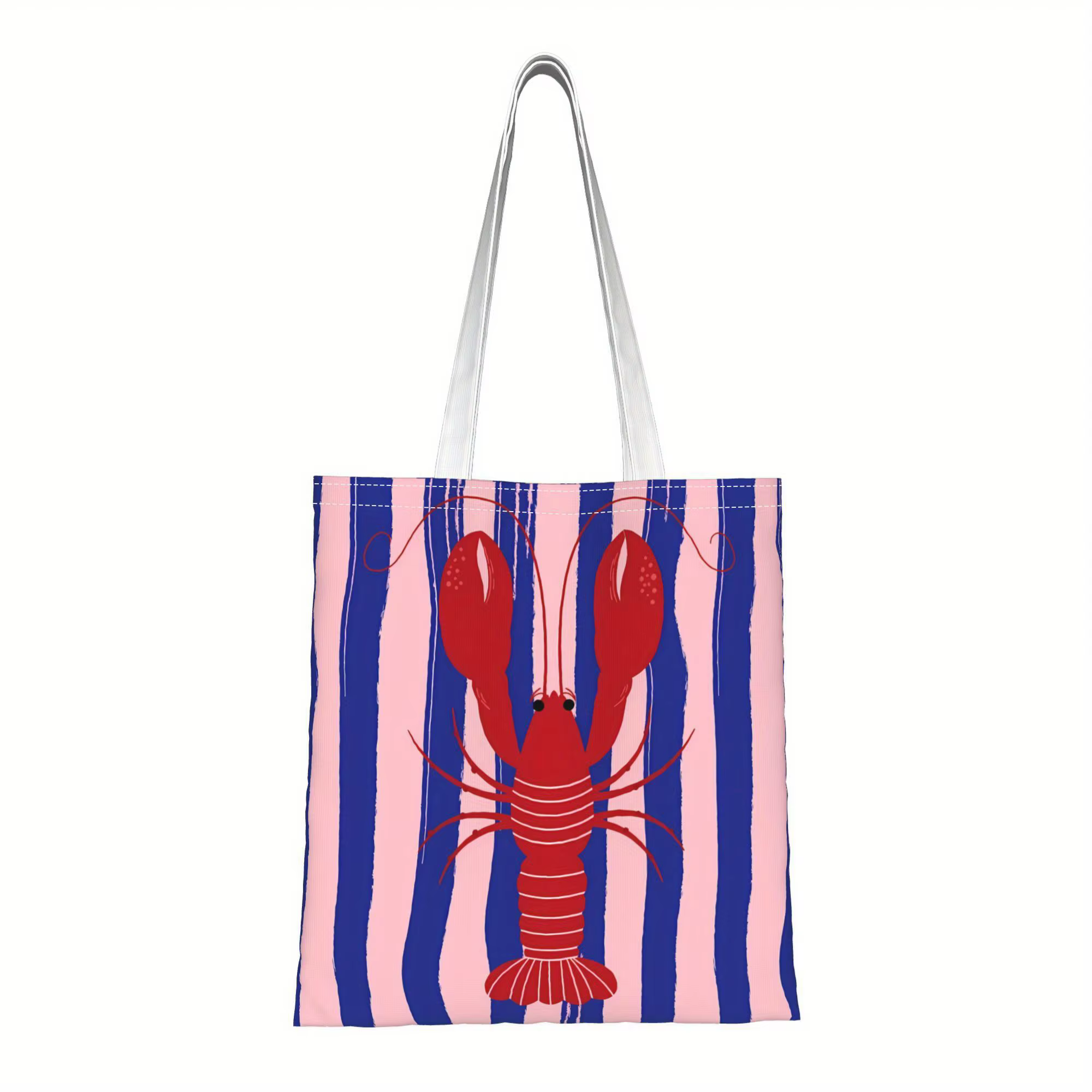 Sac fourre-tout imprimé homard, sac de courses réutilisable, adapté à un usage quotidien, à l'école,