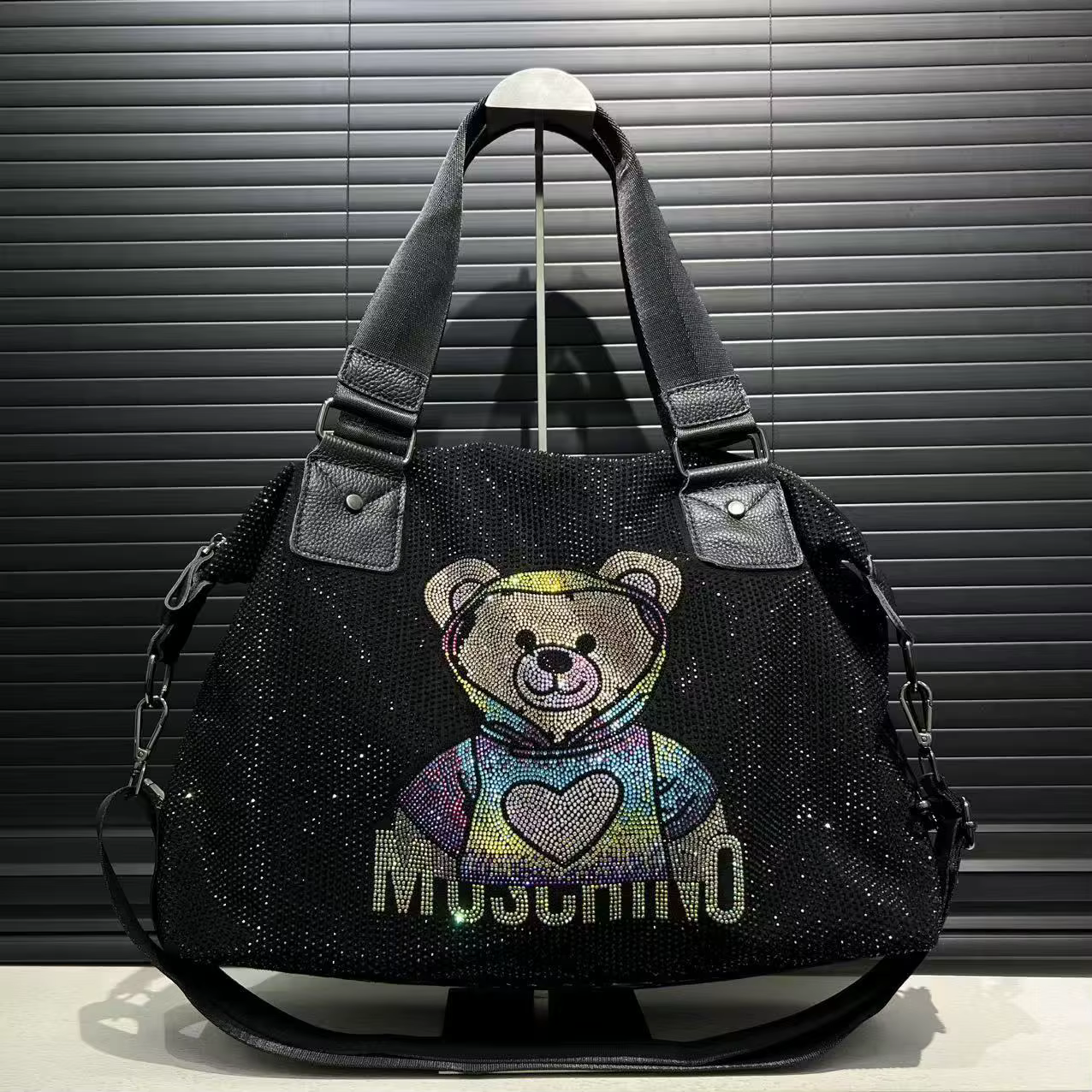 Sac à main ours en peluche pour femmes, bijoux en diamant à la mode, sac à bandoulière mignon de gra