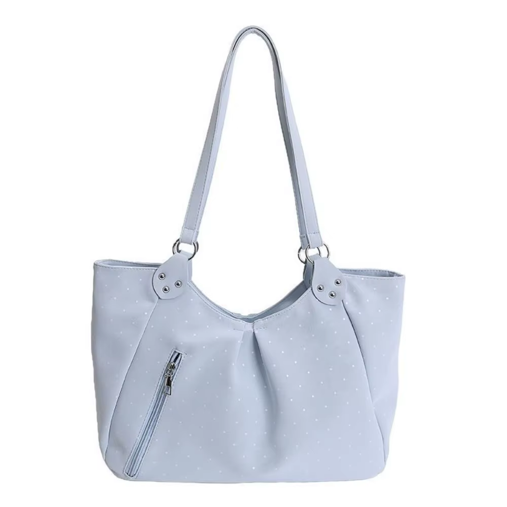 Sac fourre-tout coréen à pois rétro mignon avec fermeture éclair, grande capacité, décontracté, pour