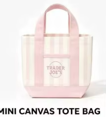 Mini sac fourre-tout Trader Joe's en toile, édition été, rose, bleu, vert menthe pastel, rose, bleu