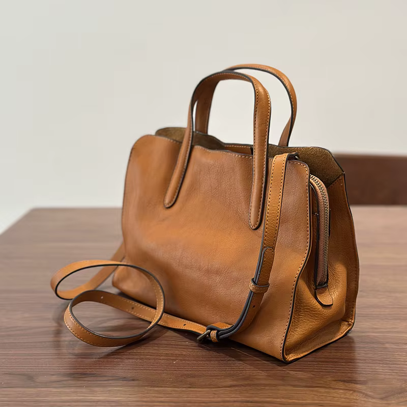 Sac à main Johnature 2026 Printemps Nouveau en cuir véritable, sac fourre-tout décontracté et polyva