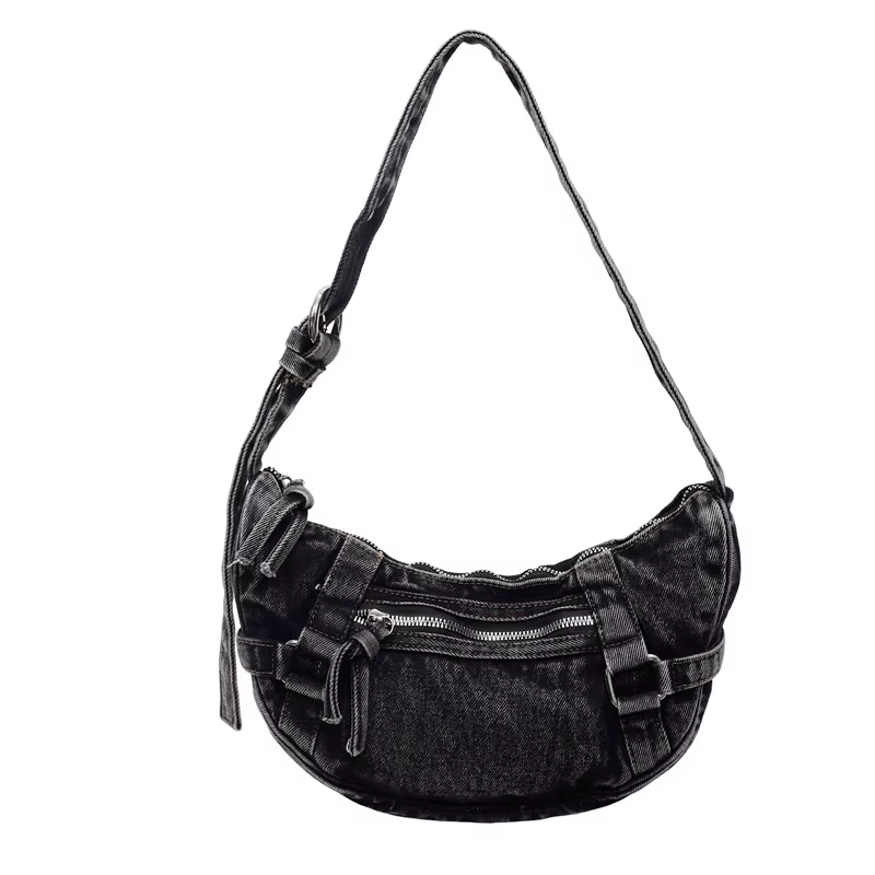 Sac bandoulière mini en jean délavé tendance, style simple, nouvelle collection automne-hiver, versi