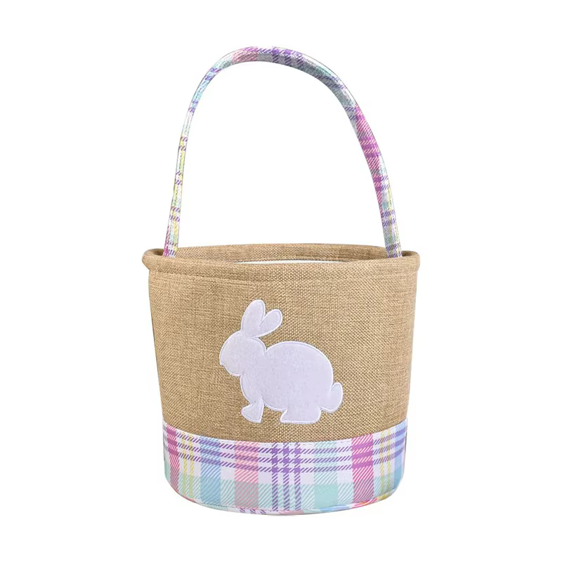 Panier de pâques avec poignée, fourre-tout de grande capacité, décoré de lapin brodé, paniers de ran