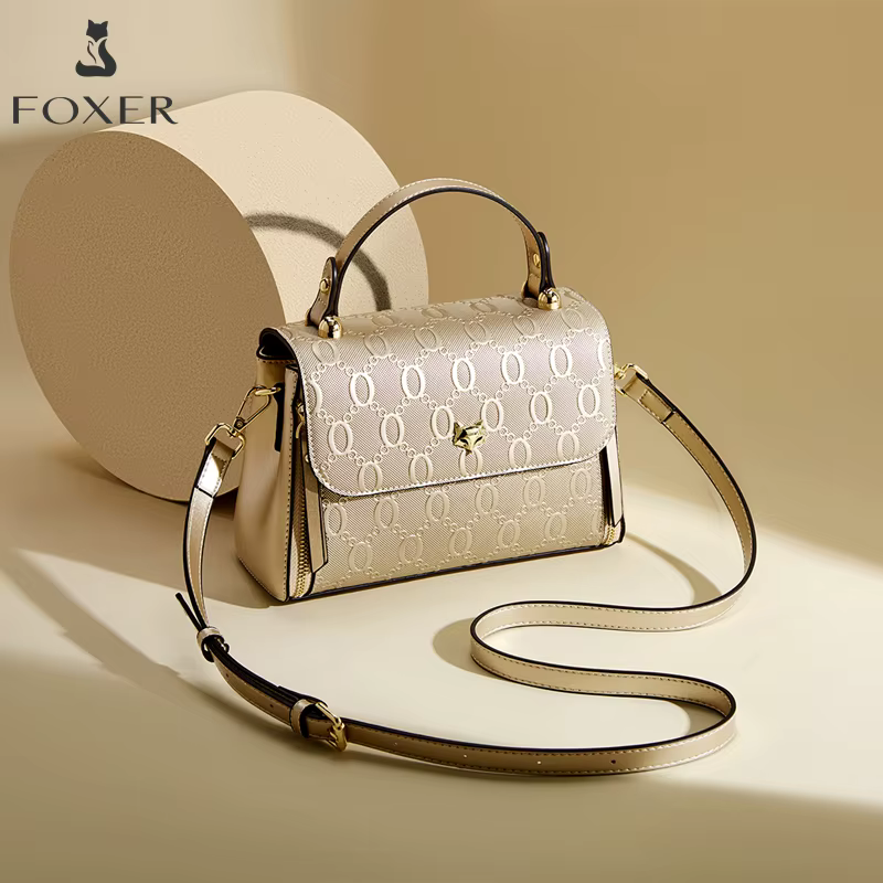 Sac à main pour femme FOXER, sac à bandoulière en cuir pleine fleur, sac messager vintage de luxe lé