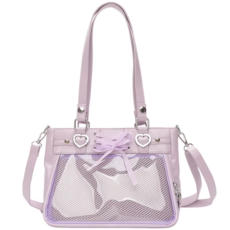 Sac bandoulière Ita Bag rouge petit format Italife avec ruban, sac à bandoulière transparent mignon