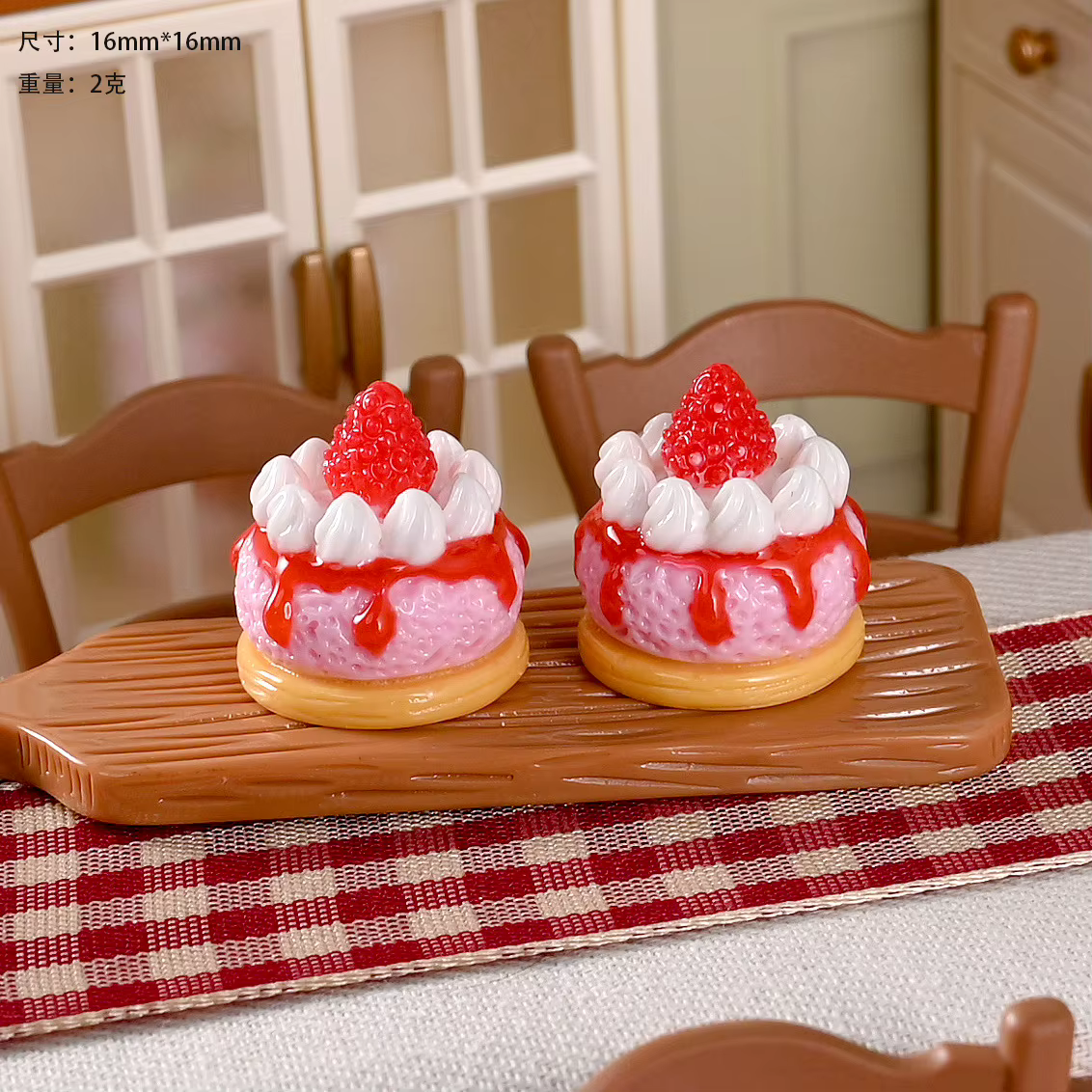 2 pièces Mini gâteau Dessert cuisson gâteau aux fruits scène de cuisine modèle alimentaire résine Mi