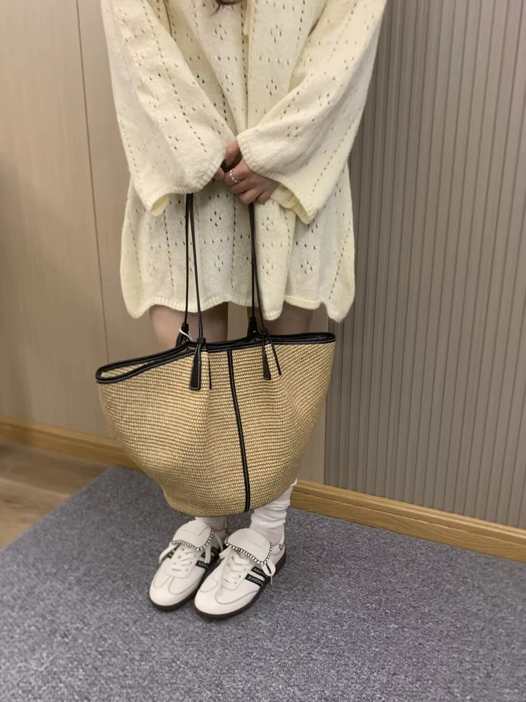 Sac fourre-tout tissé en paille pour femme, nouvelle collection printemps-été, petit design, grande 