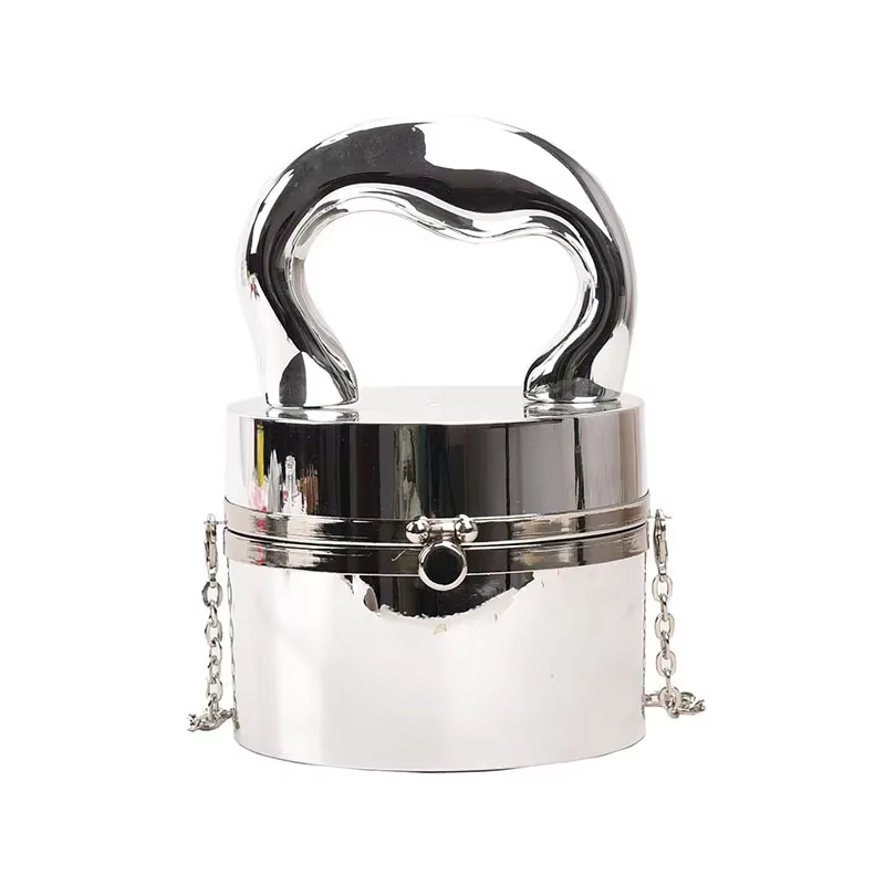Sac à main boîte en or brillant pour femmes, sac de soirée de bonne qualité, pochette avec chaîne en